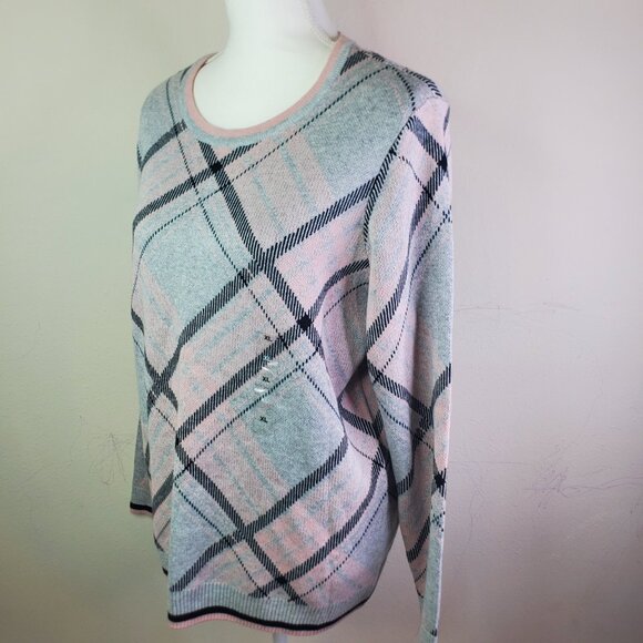 Charter Club Womens Grey Argyle Knit Sweater XL - Picture 3 of 11